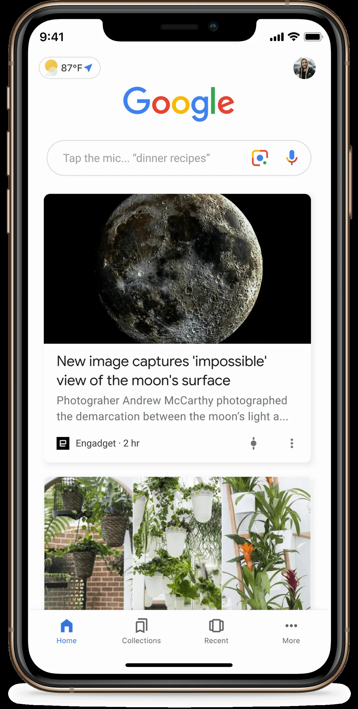 Aspecto de Google Discover en un teléfono móvil. Foto: Google.