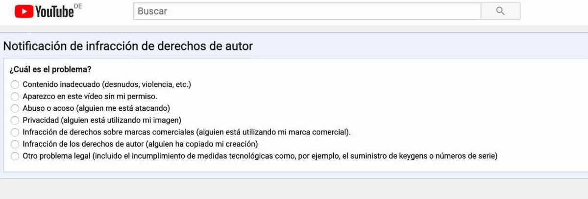 Youtube denuncia copyright 