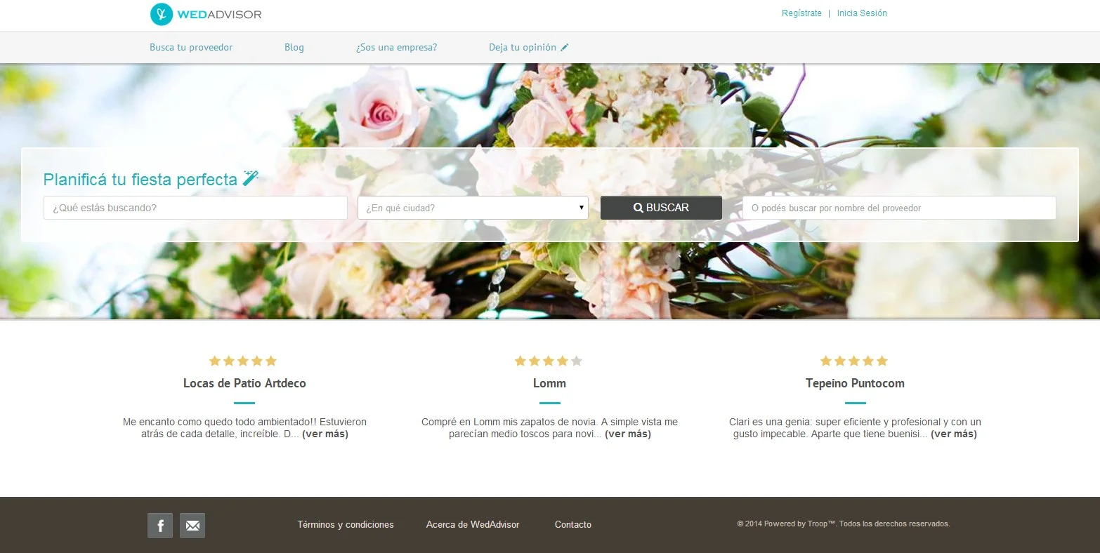 Troop realiza el diseño y desarrollo a medida del portal WedAdvisor