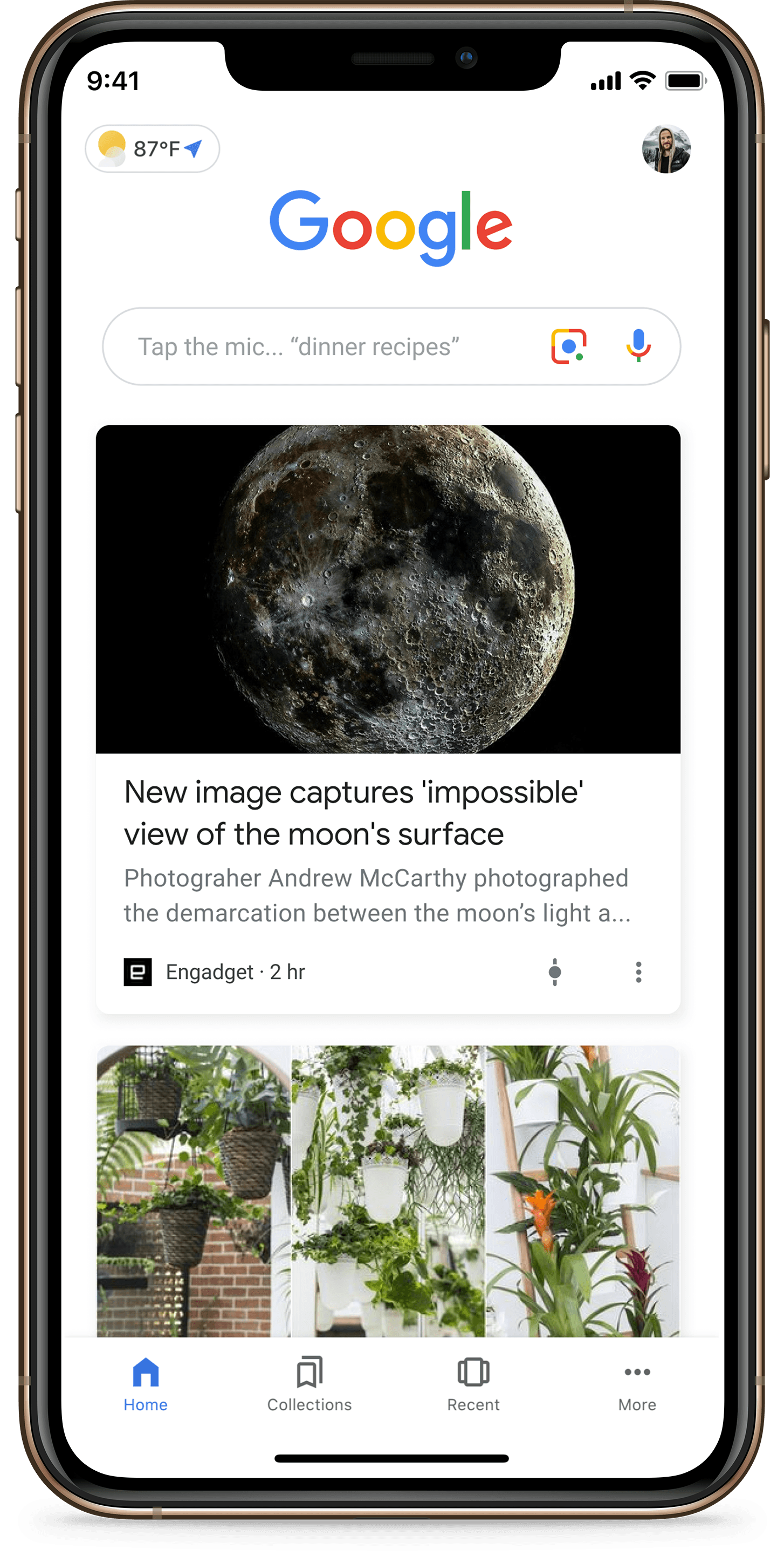 Aspecto de Google Discover en un teléfono móvil. Foto: Google.